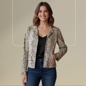 SZ12 Snakeskin Printed Cotton Zipper Blazer ConradC Jacket